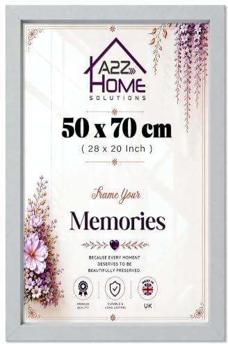 A2Z Home Solutions Desk Gallery Wall Mounting Poster 50x70cm (19 x 27 inch) Photo Pictures Frame Display Certificates Jigsaw Puzzle Shatterproof Front Landscape or Portrait Hanging (Light Grey)
