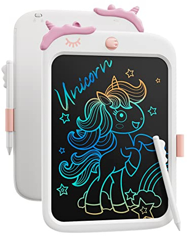 Kikapabi LCD Writing Tablet,10 inch Doodle Board Drawing Pad Tablet with Lock Function, Erasable, Portable, Educational Learning Unicorn Toy Gifts for 3 4 5 6 7 8 9 Years Old Girls Toddlers (White)