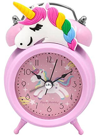 CAM2 Réveil pour enfant Einho-rnM - Réveil silencieux sans tic-tac - Réveil de conte de fées rose pour fille