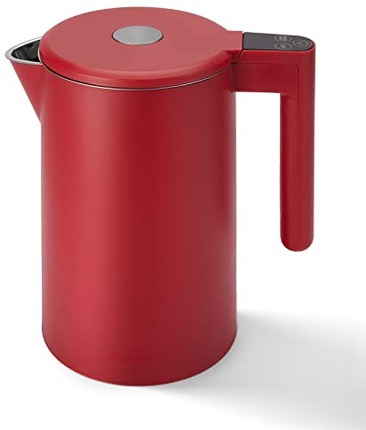 JOYHILL Edelstahl Wasserkocher mit Temperatureinstellung, 2200W Doppelwand, leise 1.7L Teekocher mit STRIX Thermostat and Boil-Dry, 12 Stunden Warmhaltefunktion, Rot