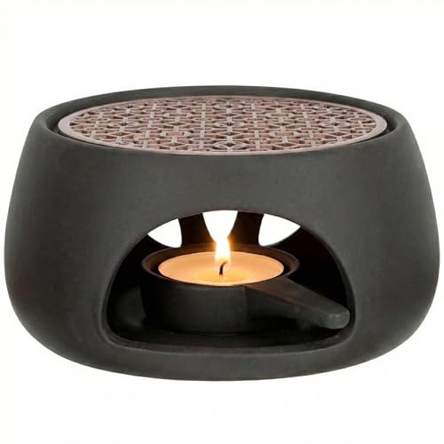1 Set Teapot Warmer, 4.72 Inch Ceramic Tea Heater, Japanese Style Coffee Milk Heating Stove Home Office Restaurant