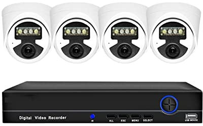VPSN Sistema di telecamere di sorveglianza H.265 8MP Set 4K Kit 8 canali Kit Sistema di Sicurezza Telecamera IP Audio bidirezionale Dome 8CH (Size : 3T, Color : 4K 8CH NVR 4PCS Cam_AU)