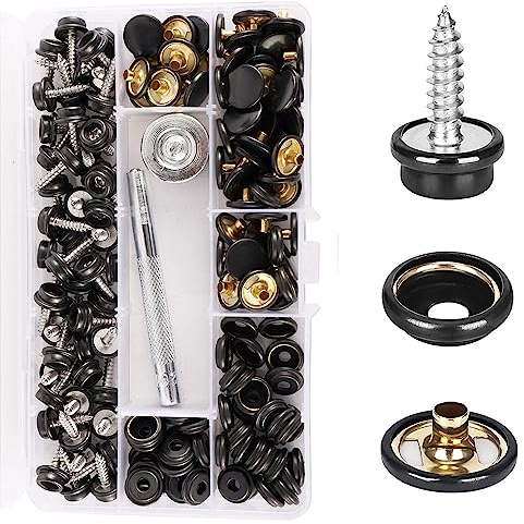 juegos de Corchetes y Botones de Presión Metálicos con Tornillos para Tela Impermeable, Barcos, Muebles y más - Diseño Resistente y Fácil Instalación Set 150pcs/50…