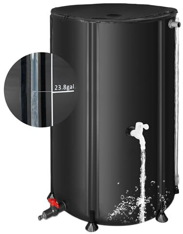 Barriles de lluvia para recoger el agua de lluvia de la canaleta – Barril de recogida de lluvia, sistema de recogida de agua de lluvia, barril de lluvia plegable, incluye filtro, dos espigas y kit de
