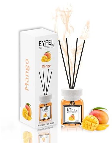 EYFEL - Set di diffusori di oli profumati al mango, 120 ml, bastoncini profumati per la casa, camera da letto e bagno