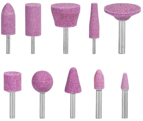 Set di 10 punte in pietra abrasiva, testa con gambo da 6 mm, testa per mola, strumento rotante per lucidatura, testa di rettifica (A)