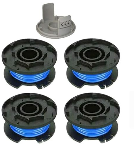 4 Bobine Fil Coupe Bordure Convient pour Ryobi One +18v 24v 40v Coupe Bordures, *Ø1.65 cm*3.4m Longueur AC14RL3A Remplacements Coupe Bordure(4 Fil Coupe Bordure,1 Couvercle)