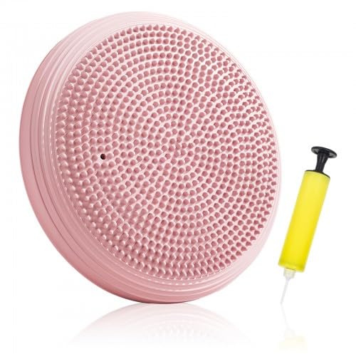 Aufblasbares Balancekissen, Rutschfeste Balancescheibe Sitzhaltungstrainer Physiokissen, Wackelkissen Aufblasbares Stabilitäts-Balanceboard mit Pumpe, für Fitness Yoga Gymnastik Rückentraining (Rosa)