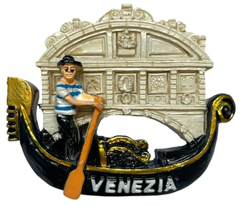 Calamita Magnete da frigorifero 3D di Resina Venezia Gondola Souvenir Regalo Casa Cucina da Collezione 7,5X6,5 cm (60437)