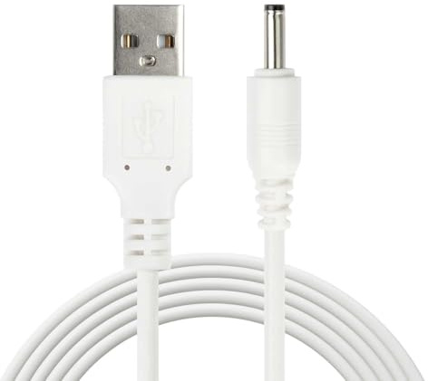 OcioDual Cable USB a DC 5V (hasta 2A), Cable de Alimentación para Tablet, Cámara, Router, CCTV, DVR, LED, Altavoz, Conector Redondo, Recto, Blanco