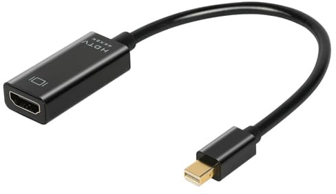 AXFEE Mini DisplayPort auf HDMI Adapter, 1 Stück, UHD, 4K 30Hz, 2K 60Hz, 1080P 120Hz, für MacBook Air/Pro, Microsoft Surface Pro und Plus, Schwarz