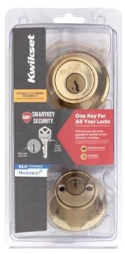 Kwikset SmartKey Security Polished Brass Metal Double Cylinder Deadbolt