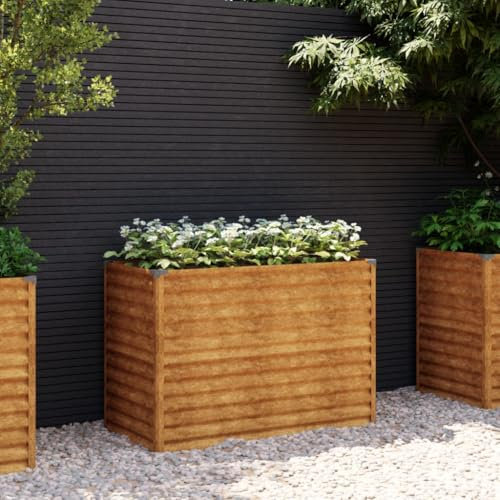ShGaxin Jardinière surélevée 100 x 50 x 69 cm en acier Corten, cadre pour palettes, étang surélevé, potager, étagère à herbes pour balcon, parterre de fleurs, spirale à herbes, plate-bande de tomates
