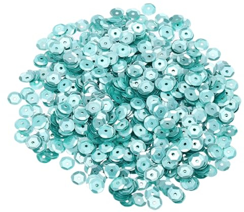 QUARKZMAN 20 000 stycken lösa paljetter 6 mm bulk kopp paljetter broderi paljetter runda paljetter med hål för smyckestillverkning hantverk smink naglar, ljusblå