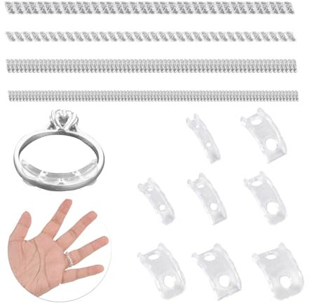 12 PCS Ajusteur de Taille de Bague Invisible, Réducteur en Silicone pour Bagues Larges, Conforme aux Bagues Épaisses