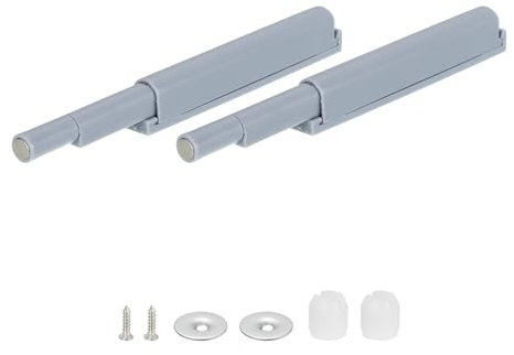 QUARKZMAN Ammortizzatore per Porte Softclose, 2 Set Apriporta a Pressione, Ammortizzatori Magnetici per Porte Mobili con Marmitta per Ante Mobili Cucina, Ante Guardaroba, Grigio