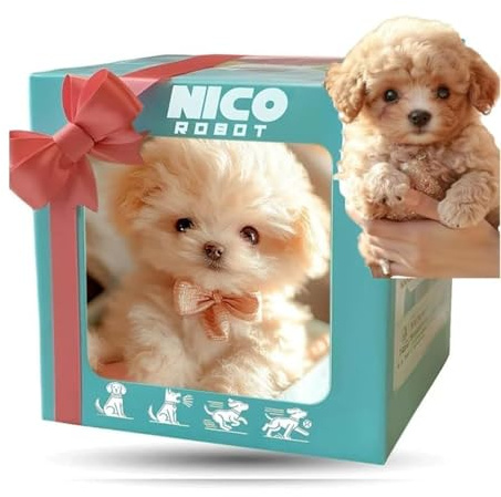 Perro Robot Nico, Perros Robóticos Ai Realistas, Cachorro Robot Que Actúa como Un Perro Real, Perros De Peluche Electrónicos Interactivos para Sentarse, Ladrar, Caminar Y Correr White