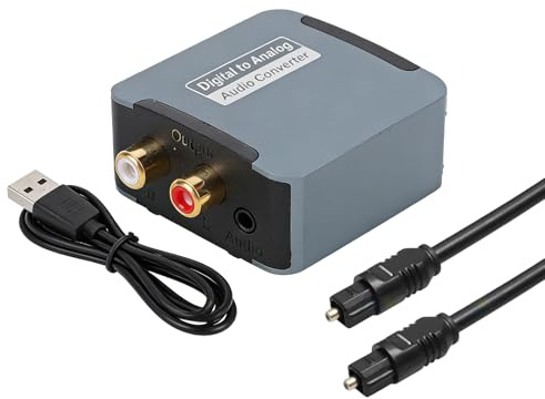 YUEHISY Convertidor de Audio Digital a Analógico, Conversión óptica Coaxial SPDIF, Adaptador Estéreo Izquierdo Derecho de 3,5 Mm, Reducción de Ruido Electrónico