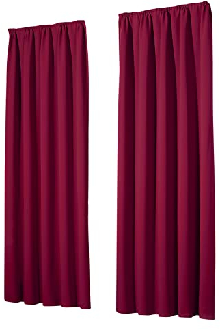 heimtexland Vorhang Blickdicht Thermovorhang Verdunklungsvorhänge 2er Set Kräuselband Deko Gardine Kälteschutz Sonnenschutz Schalldämmung Ökotex Fensterdeko Typ139 Bordeaux weinrot HxB 175x135 cm