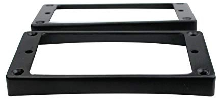 Guyker Curved Bottom Metal Humbucker Pickup Mounting Ring Set - Bridge and Neck Pickups Cover Frame Replacement Compatible with Les Paul LP Style Electric Guitar or Precision Bass(2PCS, Black)