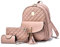 EVEOUT Damen Rucksack PU Leder Lässiger Tagesrucksack zum Reisen Schule Arbeit Schultertasche Rucksack Set Rosa