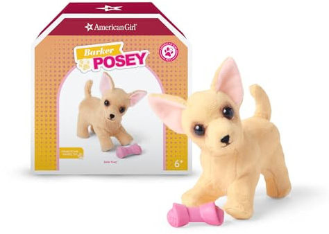 American Girl Truly Me 18-inch Doll Pet Barker Posey Tan Chihuahua Dog plus Chew Toy Pet Accessory, For Ages 6+