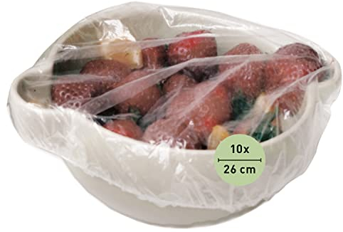 culivac Salvafreschezza Sacchetti – Copri Alimenti con Elastico – Coprivivande per Alimenti – Cuffie Copri Alimenti Riutilizzabili in Bioline Eco-LDPE – 10 Pezzi (26 cm)