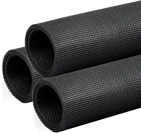 fowong Fly Screen for Windows, 120cm x 120cm X 3 PCS Mosquito Net Insect Mesh Durable ‎Polyester Window Fly Screen Mesh Fitted to Multiple Windows, Black