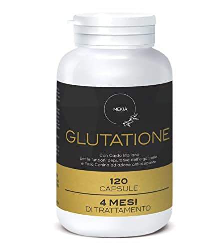 Mekià® L-glutammina l glutatione integratore ridotto bioattivo da fermentazione Rosa Canina Cardio Mariano Antiossidante Immunostimolante Difese Immunitarie Disintossicante Fegato Reni 120 Capsule