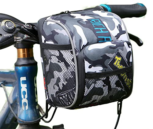 Zkixuiwi bike Basket Bicycle Handlebar Bag Organizer, Camouflage Front Decoration Accessory for Adults & Children, Cool Boys & Girls Fit Balance Bike, Tricycle, Scooter
