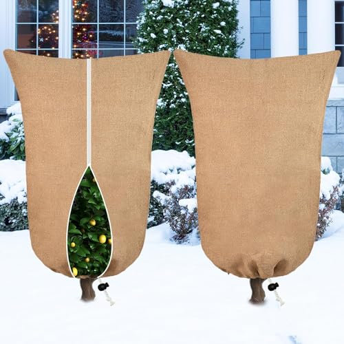 Housse de protection en toile de jute pour plantes – Sacs en toile de jute pour plantes, veste d'arbre, housse de protection contre le gel pour plantes d'hiver (119 x 152,4 cm)