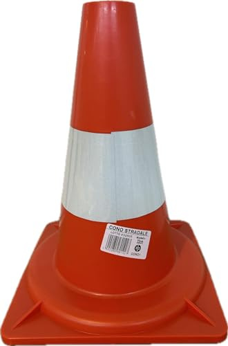 Service Solutions – Cono Stradale Birillo Bicolore Rosso Cantiere Autoscuola Traffico Delimitazione Magazzino Polietilene Hd Fascia Rifrangente H.33-53 (20, H 33 CM)