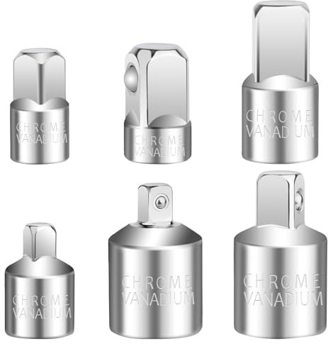 6 Piezas Adaptador para Llave de Vaso, Adaptadores 1/2 a 3/8, 1/2 a 1/4, 1/4 a 3/8, Adaptadores Carraca