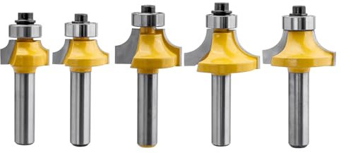 Bestgle 5Pcs 8mm Shank Round Over Edging Router Bits Woodworking Corner Rounding Edging Milling Cutter Tool
