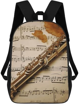 DJUETRUI Sac à dos de voyage léger pour homme et femme - Motif flûte - 43,2 cm - Pour ordinateur portable de 43,2 cm, Musique de flûte, 17inch