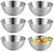 Ciotole Acciaio Inox,6 pezzi Ciotole Acciaio Inox Cucina,Ciotole in Acciaio Inossidabile 16.8cm,Ciotole in Acciaio Inox,Ciotola per Mescolare per Preparare Ingredienti, Servire e Decorativa, Argento