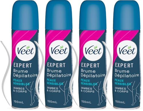 Veet Spray Depilation - Pelle sensibile, 4 x 150 ml