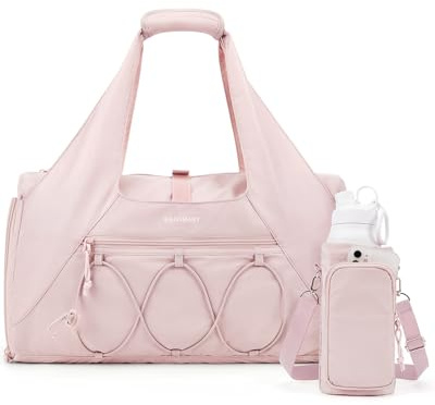 BAGSMART Gym Sports Bag for Women, 25L Lightweight Duffle with Shoe Compartment & Wet Pocket for Yoga Travel, Gym Tote with Water Bottle Pouch, Pink