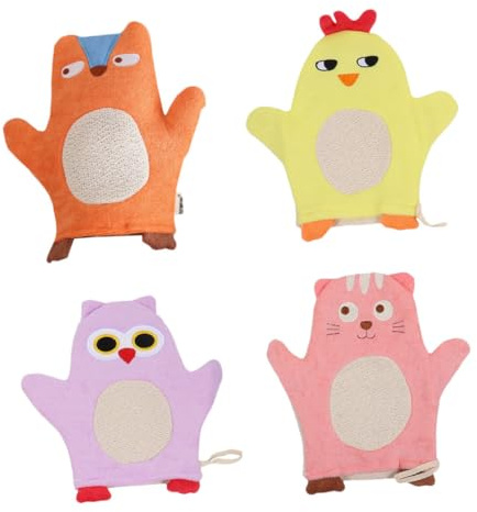Healeved 4 Pièces de Bain pour Garçon Fille Set de Design Adorable Massage Dorsal Accessoires de Bain