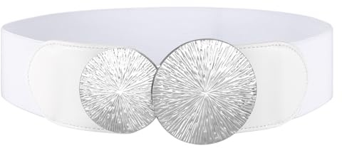 LEACOOLKEY Cintura Larga Elastica Donna per Abito Cintura Regolabile Elastica Vita Vintage per Tute,Bianco,70cm(Misura vita 103cm-112cm)