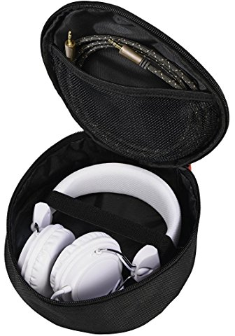 Hama Kopfhörer-Tasche für On Ear/Over Ear Headset (Netz-Innentasche, Case mit Karabinerhaken, Innenmaß 17 x 16,5 x 6 cm, universelle Schutztasche) schwarz