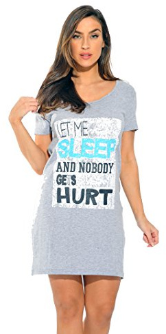 Just Love Sleep Dress for Women / Sleeping / Dorm Shirt / Nightshirt,Grey - Let Me Sleep,Medium