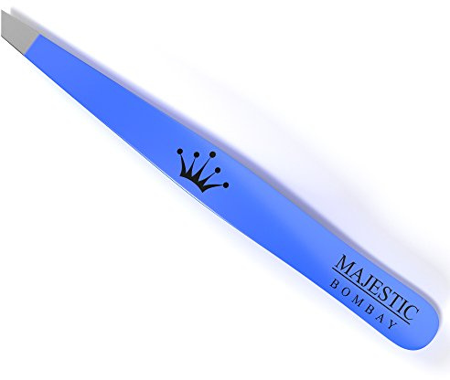 Majestic Bombay Slant Tweezers for Women and Men – Splinter Ticks, Facial, Eyebrows and Ingrown Hair Removal–Sharp, Needle Nose, Surgical Tweezers Precision Best Tweezers for Chin Hair and Plucking