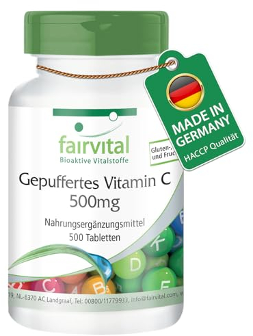 Fairvital | Gepuffertes Vitamin C 500mg - 500 Tabletten - HOCHDOSIERT - VEGAN