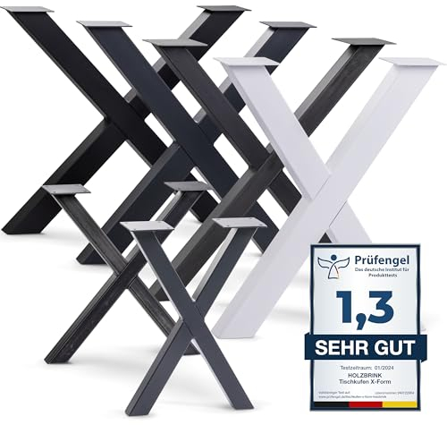 HOLZBRINK Tischbeine Metall Weiß X-form | Design Tischkufen/Tischgestell für Couchtisch, Esstisch, Schreibtisch, Sitzbank | 1 Stück Möbelfüße 40x43 cm