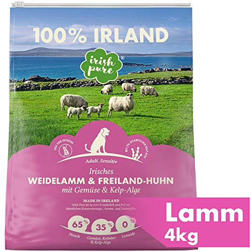 Irish Pure Hypoallergenes Trockenfutter Adult | 4kg | Atlantik-Lachs mit Kelp-Alge & Gemüse | Hoher Fleischanteil | Getreidefrei | Sensitiv | Hundetrockenfutter | Für alle Rassen