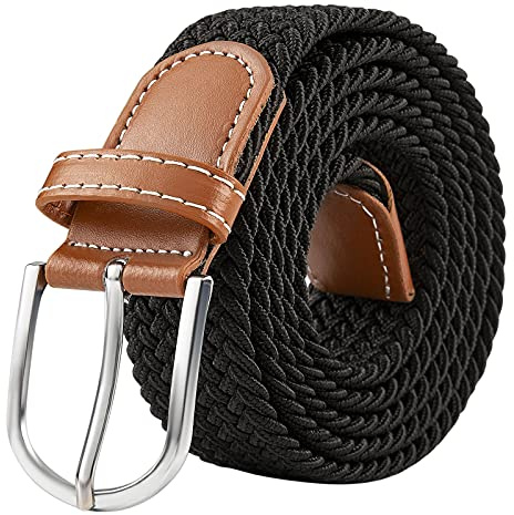 Yangbaga Ceinture Tissu Homme 125-135cm Sangle Extensible Ceinture Elastique Idée Cadeau Homme pour Sports, Voyages (Noir)