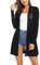 Sykooria Damen Cardigan Langarmshirt Loose Fit Einfarbig Hautfreundlich Outwear Lady-fit Strickjacke Schwarz,L
