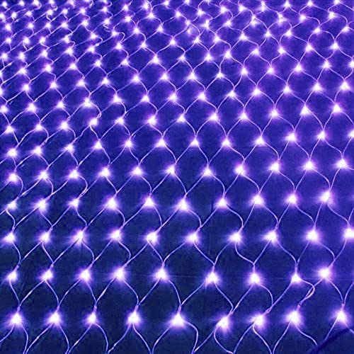 HULX Luces de Cadena Solar, 1.1mx1.1m 100LED Luces de Cadena de Red Solar Luces de Cadena Solares al Aire Libre Patio Trasero Luz de Red a Prueba de Agua (Morado)