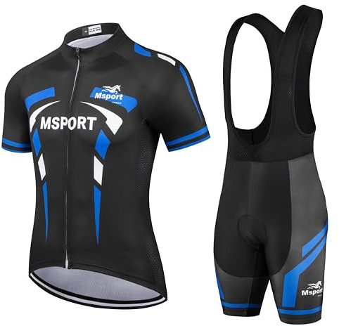 Komplett Set Cykelkläder – Tröja + Hängselbyxor med 5D Gelstoppad Chamois, Stötdämpande - Mod.02n L